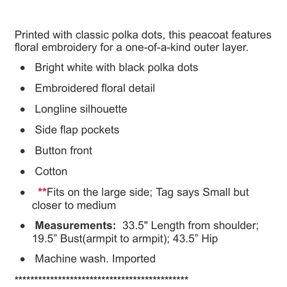 Anthropologie Floral Polka Dot Jacket S/M - Picture 9 of 9